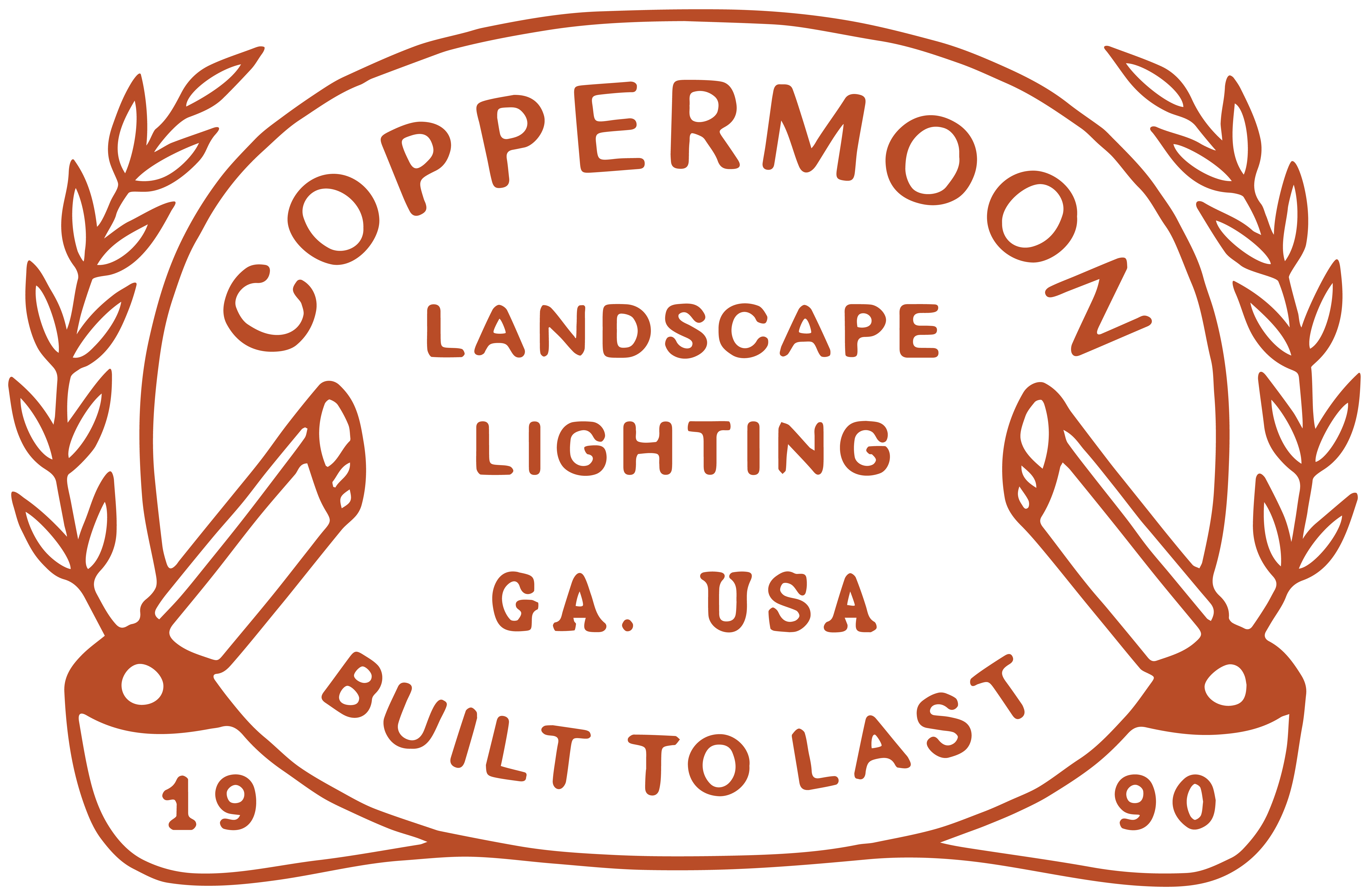 CopperMoon Landscape Lighting emblem — Built to Last, GA USA